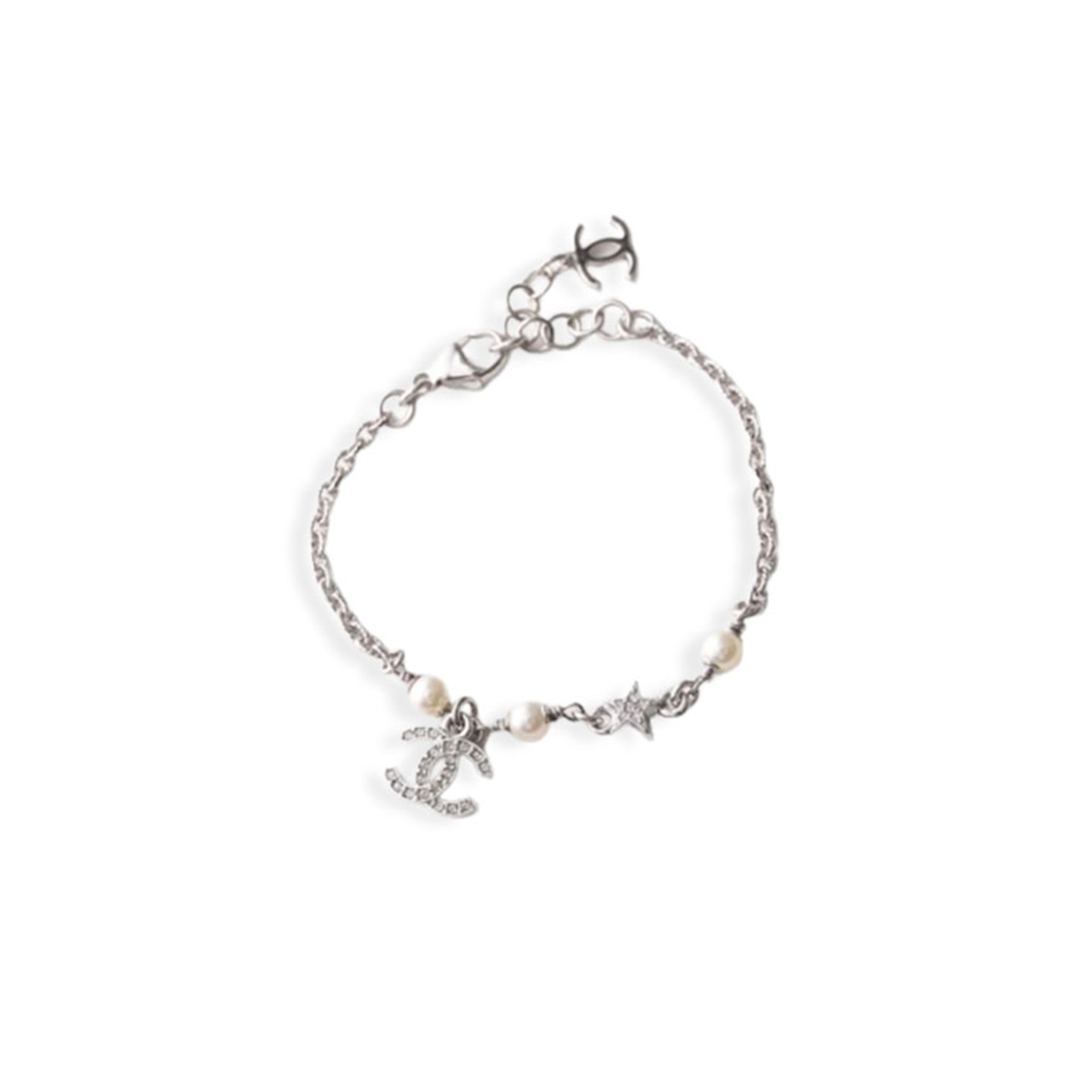 Ch**el cc logo pearl star silver bracelet abf745